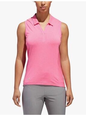 Adidas Golf Sleeveless Polo Pink Large Performance Shirt Women